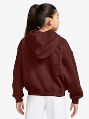 Nike Mystic Date Brown Studio Fleece Zip Through Hoodie - Image 2 of 3
