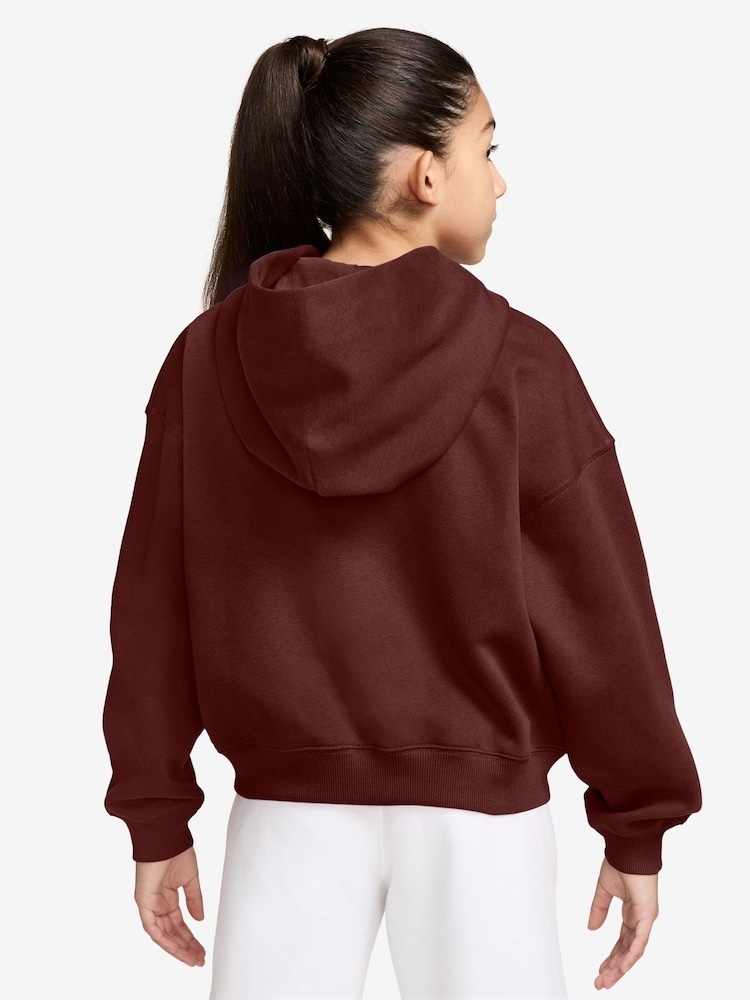 Nike Mystic Date Brown Studio Fleece Zip Through Hoodie - Image 2 of 3 Nike Mystic Date Brown Studio Fleece Zip Through Hoodie - Image 2 of 3