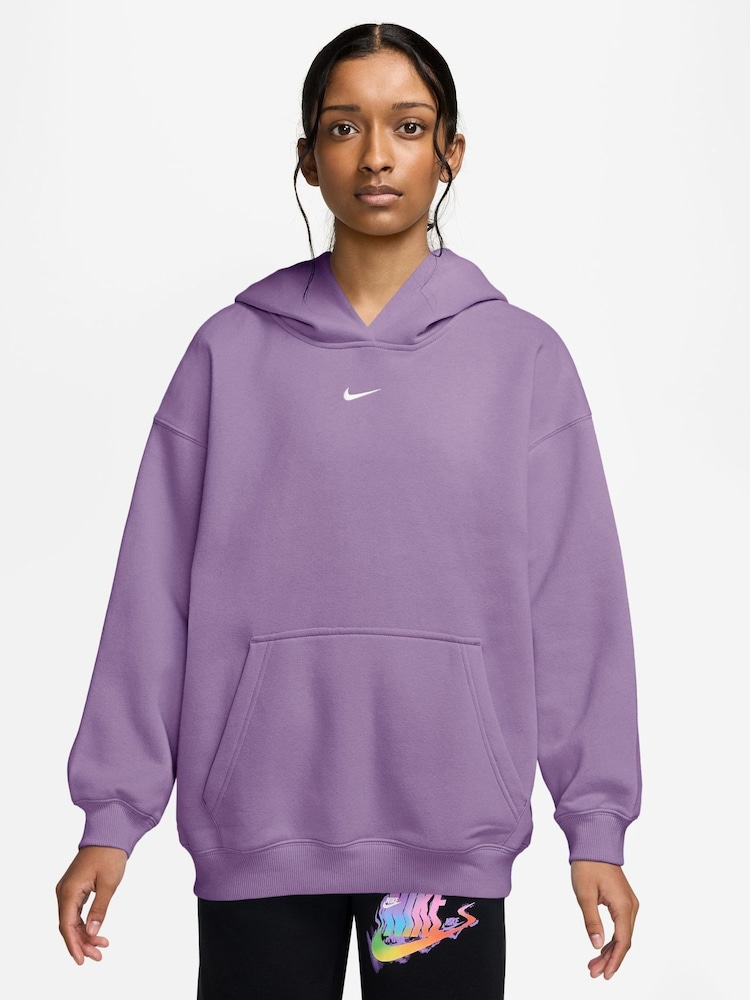 Nike Violet Purple Studio Fleece Oversized Overhead Hoodie - Image 1 of 3 Nike Violet Purple Studio Fleece Oversized Overhead Hoodie - Image 1 of 3