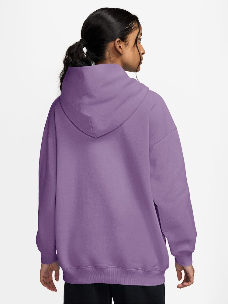 Nike Violet Purple Studio Fleece Oversized Overhead Hoodie - Image 2 of 3 Nike Violet Purple Studio Fleece Oversized Overhead Hoodie - Image 2 of 3