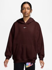 Nike Mystic Date Brown Studio Fleece Oversized Overhead Hoodie - Image 1 of 3