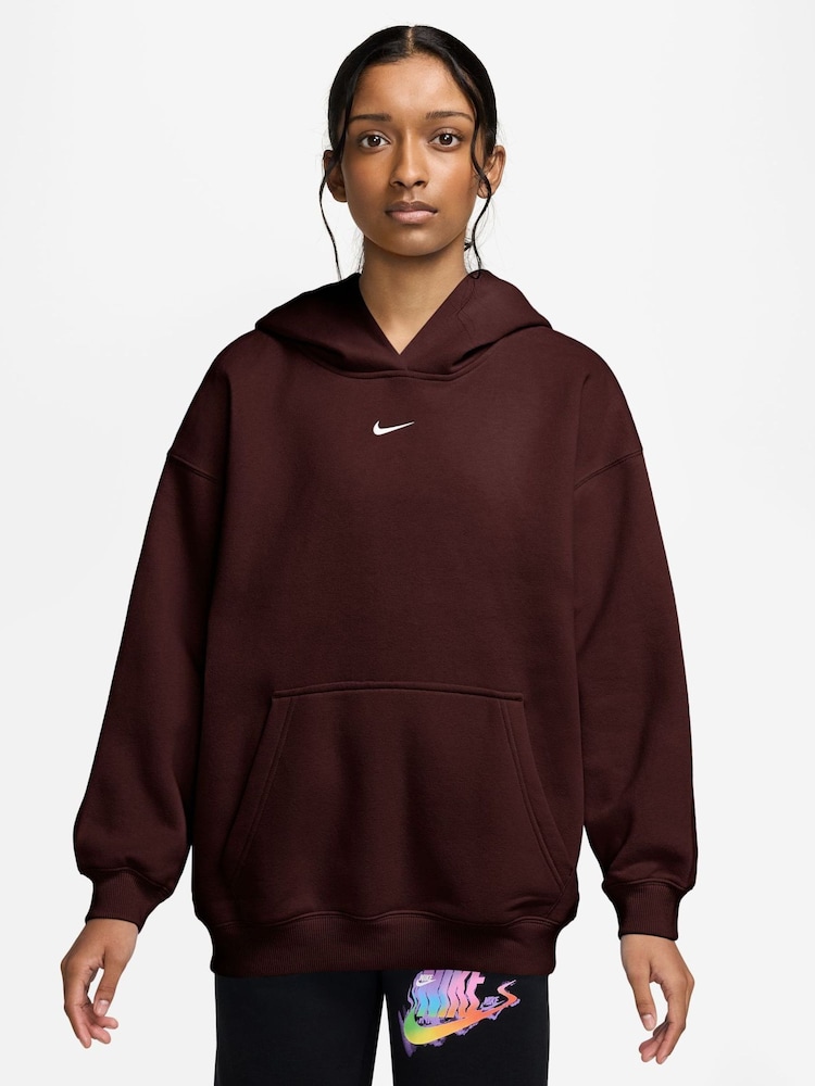 Nike Mystic Date Brown Studio Fleece Oversized Overhead Hoodie - Image 1 of 3 Nike Mystic Date Brown Studio Fleece Oversized Overhead Hoodie - Image 1 of 3
