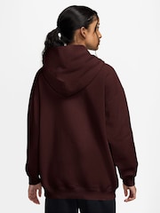 Nike Mystic Date Brown Studio Fleece Oversized Overhead Hoodie - Image 2 of 3