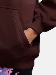 Nike Mystic Date Brown Studio Fleece Oversized Overhead Hoodie - Image 3 of 3