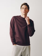 Burgundy Red Regular Fit Heavyweight Cotton Rich Crew Neck Sweatshirt - Image 1 of 8