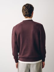 Burgundy Red Regular Fit Heavyweight Cotton Rich Crew Neck Sweatshirt - Image 4 of 8