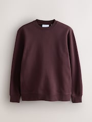 Burgundy Red Regular Fit Heavyweight Cotton Rich Crew Neck Sweatshirt - Image 6 of 8