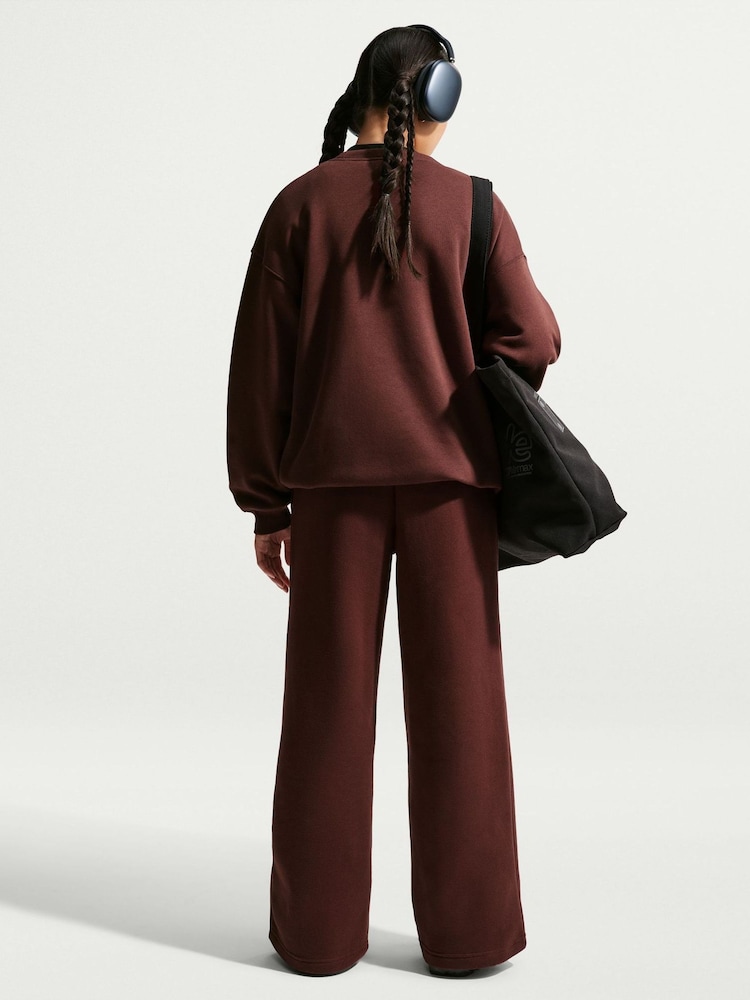 Nike Mystic Date Brown Studio Fleece Wide Leg Joggers - Image 2 of 6