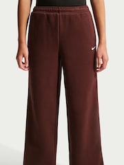 Nike Mystic Date Brown Studio Fleece Wide Leg Joggers - Image 3 of 6