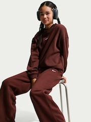 Nike Mystic Date Brown Studio Fleece Wide Leg Joggers - Image 5 of 6