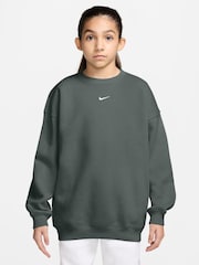 Camouflagegroen - Nike Studio Fleece Oversized Ronde hals Sweatshirt - Afbeelding 1 van 3