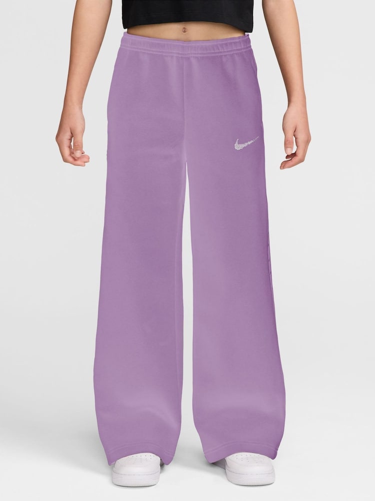 Nike Violet Purple Shine Studio Wide Leg Fleece Joggers - Image 1 of 3 Nike Violet Purple Shine Studio Wide Leg Fleece Joggers - Image 1 of 3