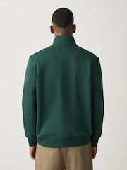vert foncé - Standard - Sweat-shirt zippé au quart de jersey en coton riche - Image 3 de 7