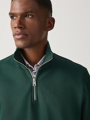 vert foncé - Standard - Sweat-shirt zippé au quart de jersey en coton riche - Image 4 de 7