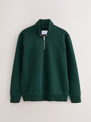 vert foncé - Standard - Sweat-shirt zippé au quart de jersey en coton riche - Image 5 de 7