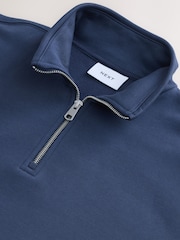 Bleu avio - Standard - Sweat-shirt zippé au quart de jersey en coton riche - Image 7 de 7