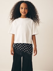 White Spot Lace Asymmetric T-Shirt (3-16yrs) - Image 1 of 3