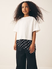 White Spot Lace Asymmetric T-Shirt (3-16yrs) - Image 2 of 3