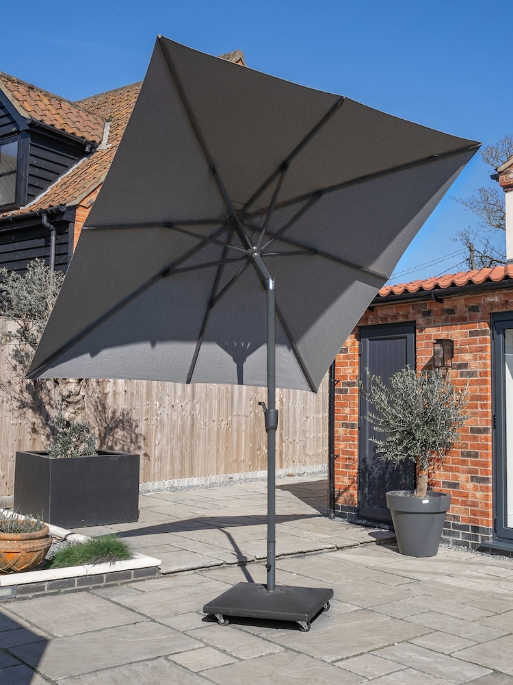 Royce Smoke Grey Woodlook Premium 2.5m Square Garden Parasol - Image 1 of 6 Royce Smoke Grey Woodlook Premium 2.5m Square Garden Parasol - Image 1 of 6