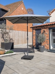 Royce Smoke Grey Woodlook Premium 2.5m Square Garden Parasol - Image 2 of 6