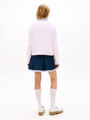 Tommy Jeans Pink Intarsia Flag Badge Tipped Relaxed Jumper - Image 3 of 5