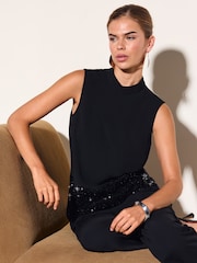 Friends Like These Black Sequin Hem Sleeveless Top - Image 3 of 6