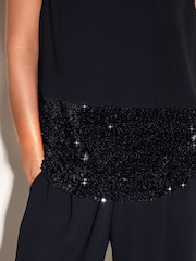 Friends Like These Black Sequin Hem Sleeveless Top - Image 4 of 6
