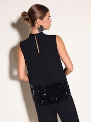 Friends Like These Black Sequin Hem Sleeveless Top - Image 5 of 6