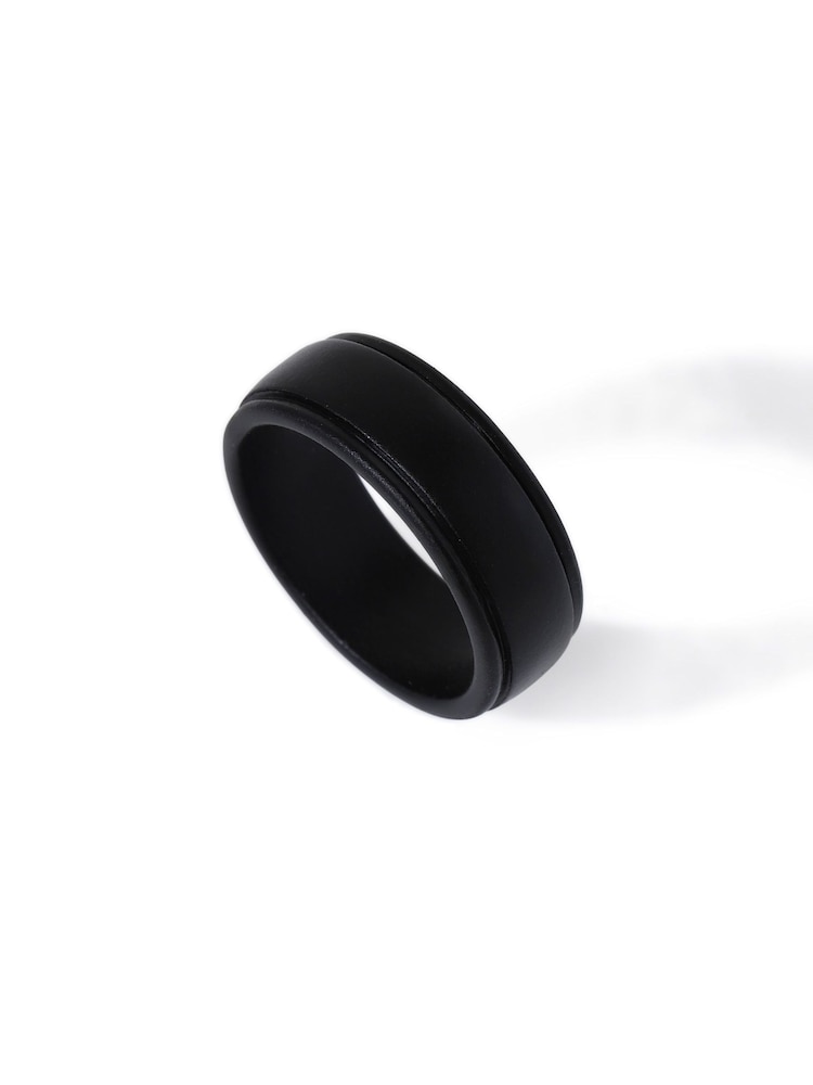 DCK Mens Matte Band Black Ring - Image 1 of 2