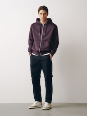 Burgundy Red Cotton Rich Heavyweight Jersey Full Zip Hoodie - Image 3 of 9