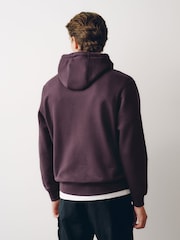 Burgundy Red Cotton Rich Heavyweight Jersey Full Zip Hoodie - Image 4 of 9