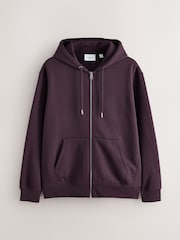 Burgundy Red Cotton Rich Heavyweight Jersey Full Zip Hoodie - Image 7 of 9