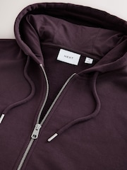 Burgundy Red Cotton Rich Heavyweight Jersey Full Zip Hoodie - Image 9 of 9