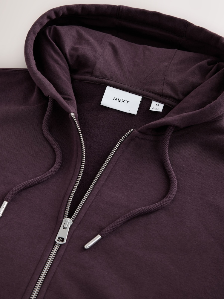 Burgundy Red Cotton Rich Heavyweight Jersey Full Zip Hoodie - Image 9 of 9 Burgundy Red Cotton Rich Heavyweight Jersey Full Zip Hoodie - Image 9 of 9