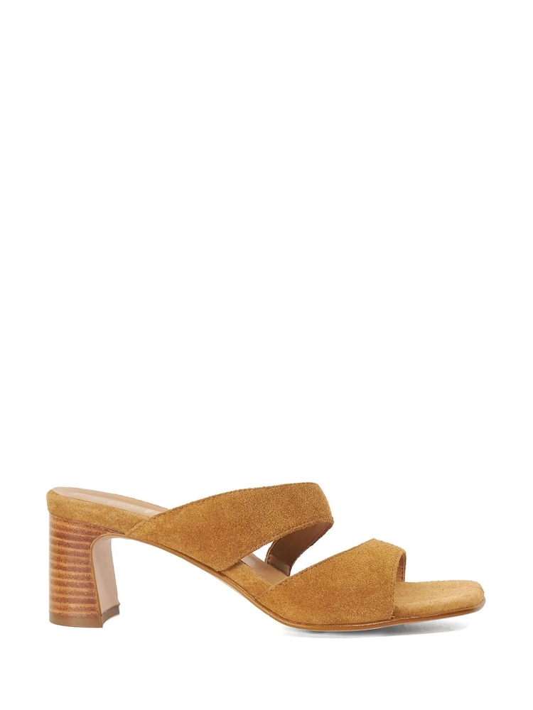 Dune London Brown Jaeda Block Heeled Suede Sandals - Image 1 of 5