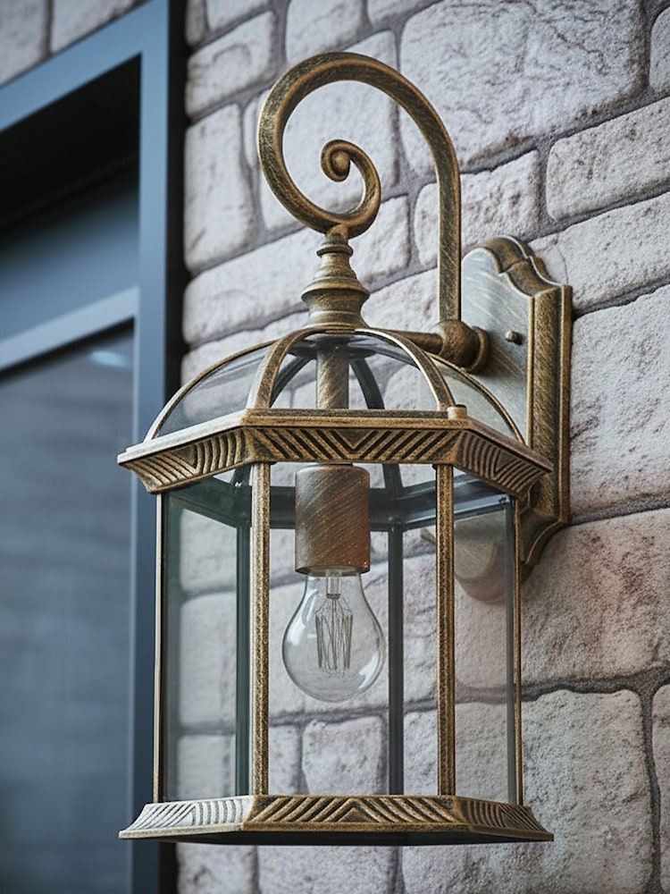 BHS Brushed Gold Corbin 1lt Large Lantern - Image 2 of 5