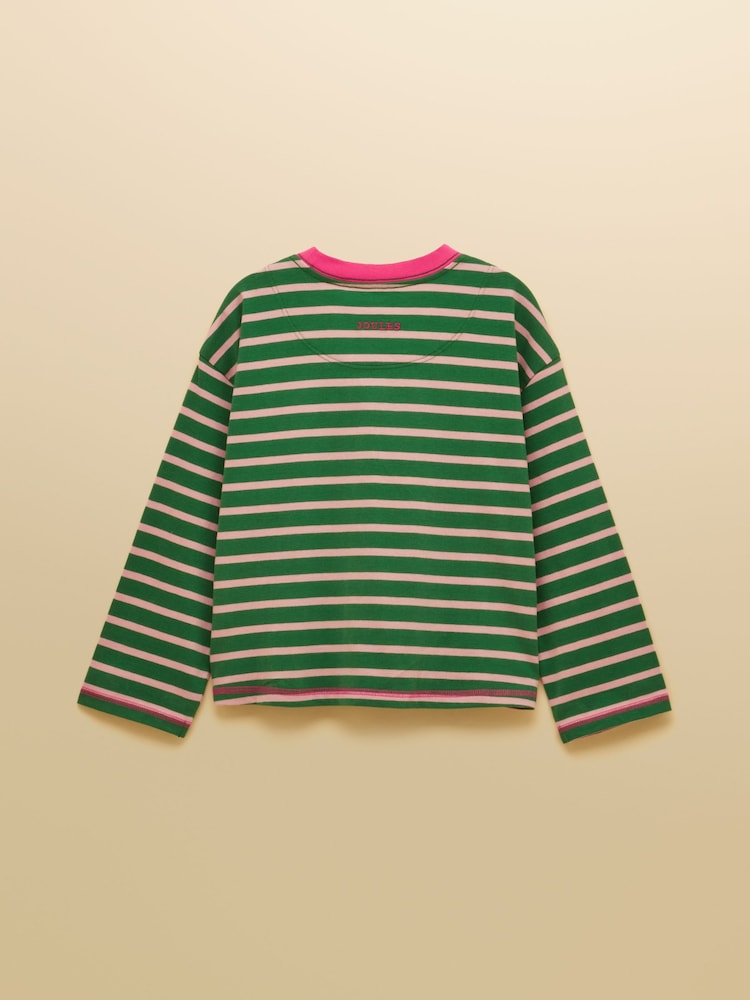 وردي، أخضر: - بلوزة مخططة بقصّة واسعة بأكمام طويلة Mila للبنات من Joules - Image 2 of 4 وردي، أخضر: - بلوزة مخططة بقصّة واسعة بأكمام طويلة Mila للبنات من Joules - Image 2 of 4