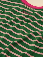وردي، أخضر: - بلوزة مخططة بقصّة واسعة بأكمام طويلة Mila للبنات من Joules - Image 4 of 4