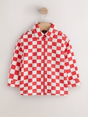 Red/Ecru Checkerboard Long Sleeve Zip Through Overshirt (3mths-7yrs) - Image 1 of 4