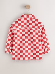 Red/Ecru Checkerboard Long Sleeve Zip Through Overshirt (3mths-7yrs) - Image 2 of 4