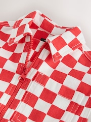 Red/Ecru Checkerboard Long Sleeve Zip Through Overshirt (3mths-7yrs) - Image 3 of 4