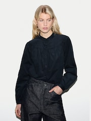 Jigsaw Blue Baby Cord Frill Neck Shirt - Image 1 of 5