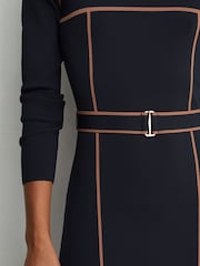 Marine/Camel - Robe Mi-longue Reiss Etta Colour Block en maille - Image 4 de 8