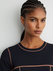 Marine/Camel - Robe Mi-longue Reiss Etta Colour Block en maille - Image 7 de 8