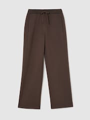 Reiss Mocha Brown Laney Petite Premium Interlock Wide-Leg Joggers - Image 2 of 8