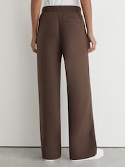 Reiss Mocha Brown Laney Petite Premium Interlock Wide-Leg Joggers - Image 6 of 8