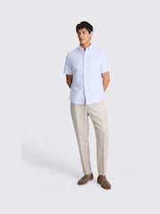 MOSS Blue Short Sleeve Washed Cotton Oxford Shirt - Image 2 of 3