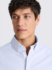 MOSS Blue Short Sleeve Washed Cotton Oxford Shirt - Image 3 of 3