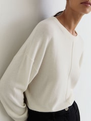 Ivory - Reiss Colette Wool-Blend Reverse-Seam Jumper with Cashmere - Larawan 1 ng 6