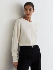 Ivory - Reiss Colette Wool-Blend Reverse-Seam Jumper with Cashmere - Larawan 3 ng 6